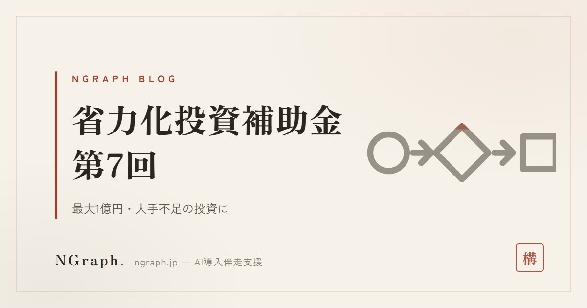 省力化投資補助金 第7回が7月31日締切——中小企業の人手不足投資に最大1億円