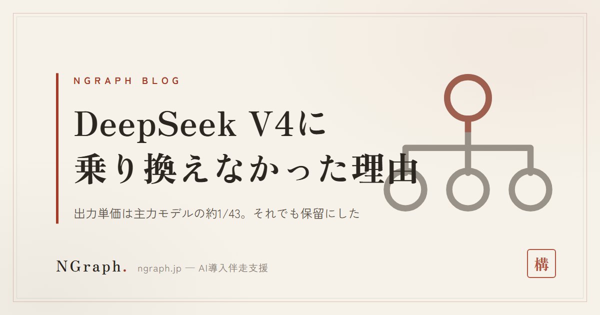 DeepSeek V4の出力単価は主力モデルの約1/43——乗り換えを保留した3つの理由