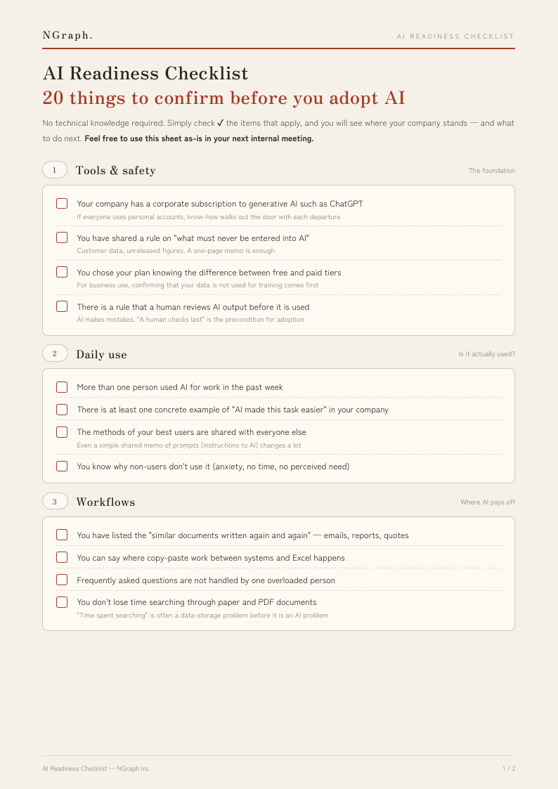 First page of the AI Readiness Checklist PDF